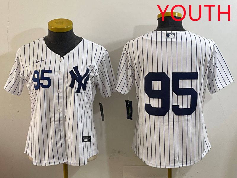 Youth New York Yankees #95 No Name White Stripe Game 2025 Nike MLB Jersey style 5